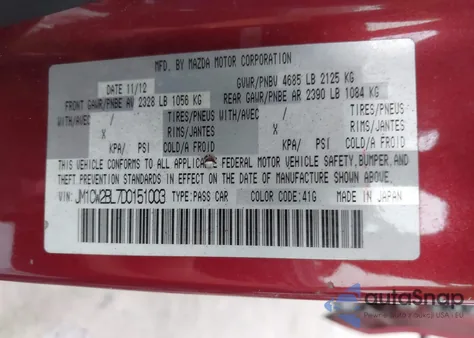 2013 Mazda Mazda5 Sport из США, поврежденный, VIN JM1CW2BL7D0151003